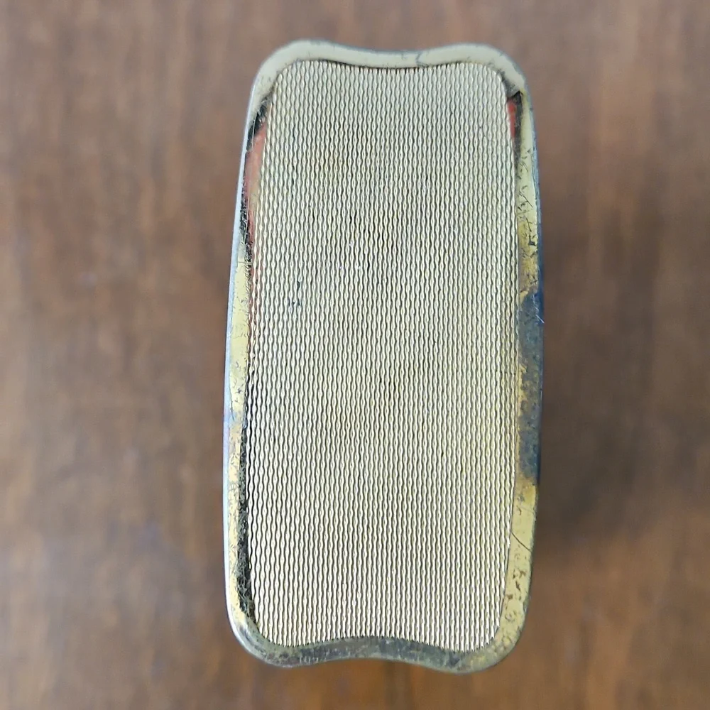 Vintage Metal Trinket Box With Green Lid